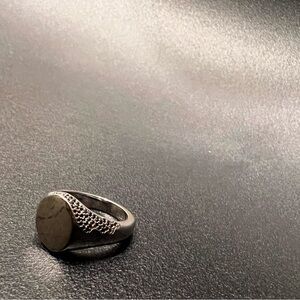 Serge DeNimes Silver Men's Ring with black gems size 8